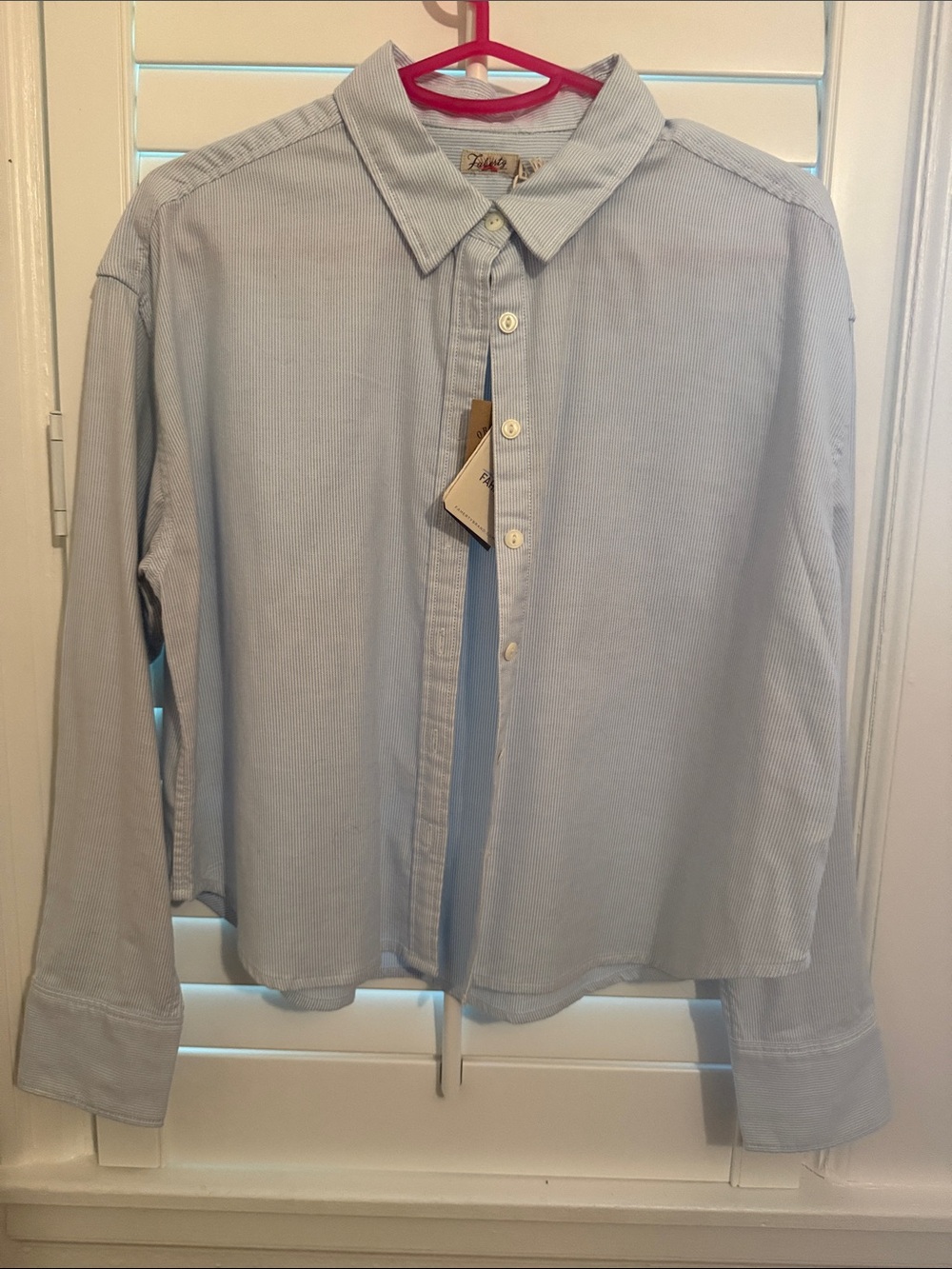 Women Faherty Stretch Oxford Cropped Classic Stripe Size Small Brand New
